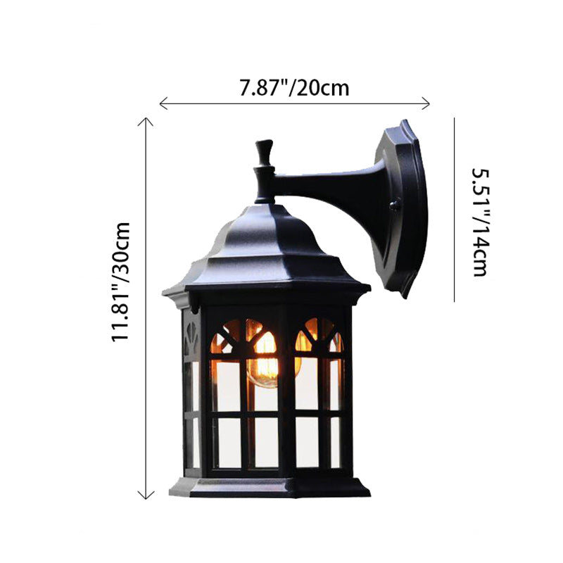 Traditional Rustic Waterproof Cylinder Aluminum Glass 1-Light Wall Sconce Lamp For Outdoor Patio