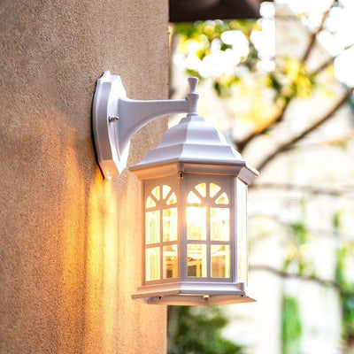 Traditional Rustic Waterproof Cylinder Aluminum Glass 1-Light Wall Sconce Lamp For Outdoor Patio