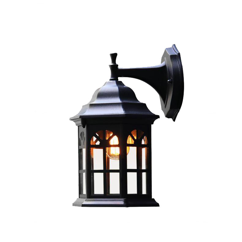 Traditional Rustic Waterproof Cylinder Aluminum Glass 1-Light Wall Sconce Lamp For Outdoor Patio