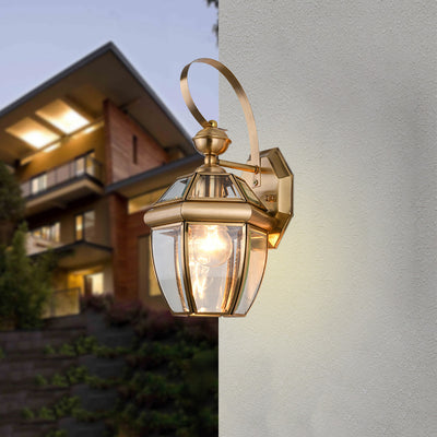 Contemporary Nordic Dome Copper Glass 1-Light Wall Sconce Lamp For Outdoor Patio