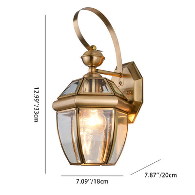 Contemporary Nordic Dome Copper Glass 1-Light Wall Sconce Lamp For Outdoor Patio