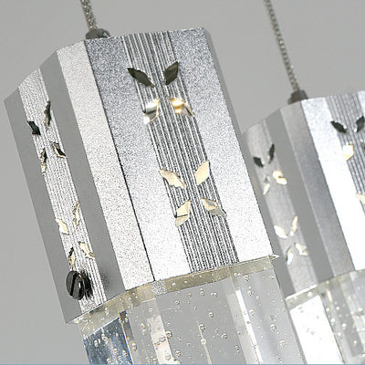 Contemporary Creative Long Strip Aluminum Stainless Steel Crysta LED Chandelier For Living Room