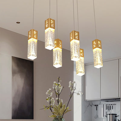 Contemporary Creative Long Strip Aluminum Stainless Steel Crysta LED Chandelier For Living Room