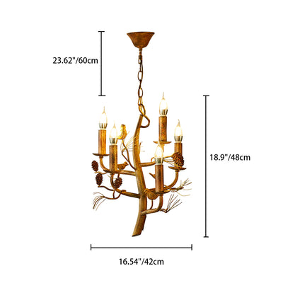 Contemporary Creative Candle Iron Resin 3/5 Light Chandelier For Living Room