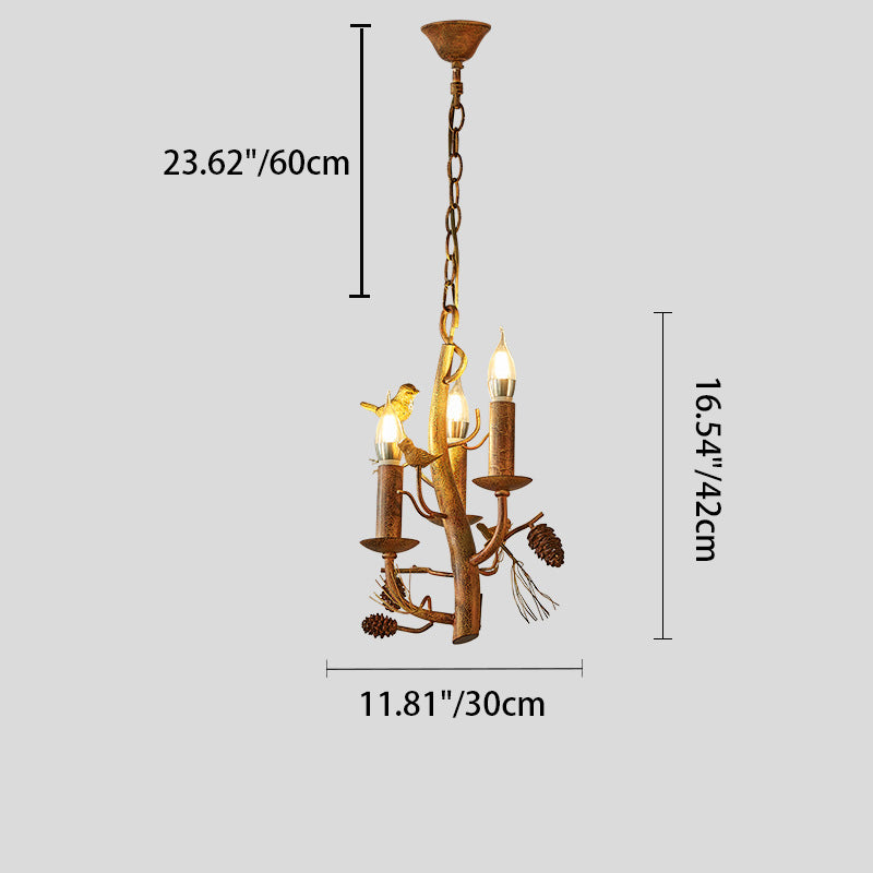 Contemporary Creative Candle Iron Resin 3/5 Light Chandelier For Living Room