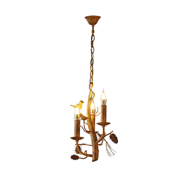 Contemporary Creative Candle Iron Resin 3/5 Light Chandelier For Living Room