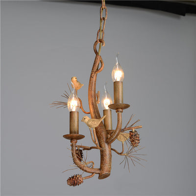 Contemporary Creative Candle Iron Resin 3/5 Light Chandelier For Living Room