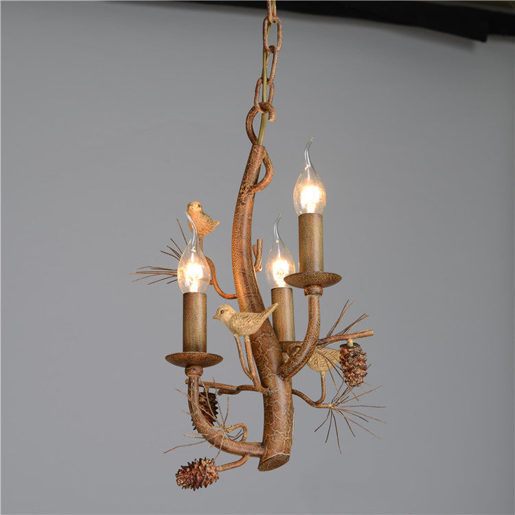 Contemporary Creative Candle Iron Resin 3/5 Light Chandelier For Living Room