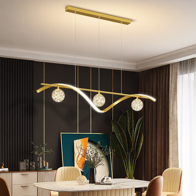 Contemporary Scandinavian Star Curve Iron Aluminum LED Chandelier Island Light For Dining Room