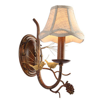 Traditional Rustic Birds Iron Fabric 3/6 Light Chandelier For Living Room