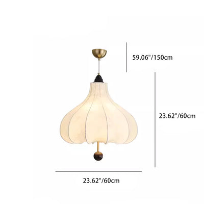 Traditional French Chestnut Iron Fabric Ash Wood 1-Light Pendant Light For Bedroom