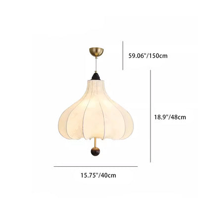 Traditional French Chestnut Iron Fabric Ash Wood 1-Light Pendant Light For Bedroom