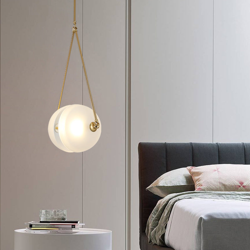 Moderne minimalistische LED-Pendelleuchte aus Kupferglas und Metall für Schlafzimmer 