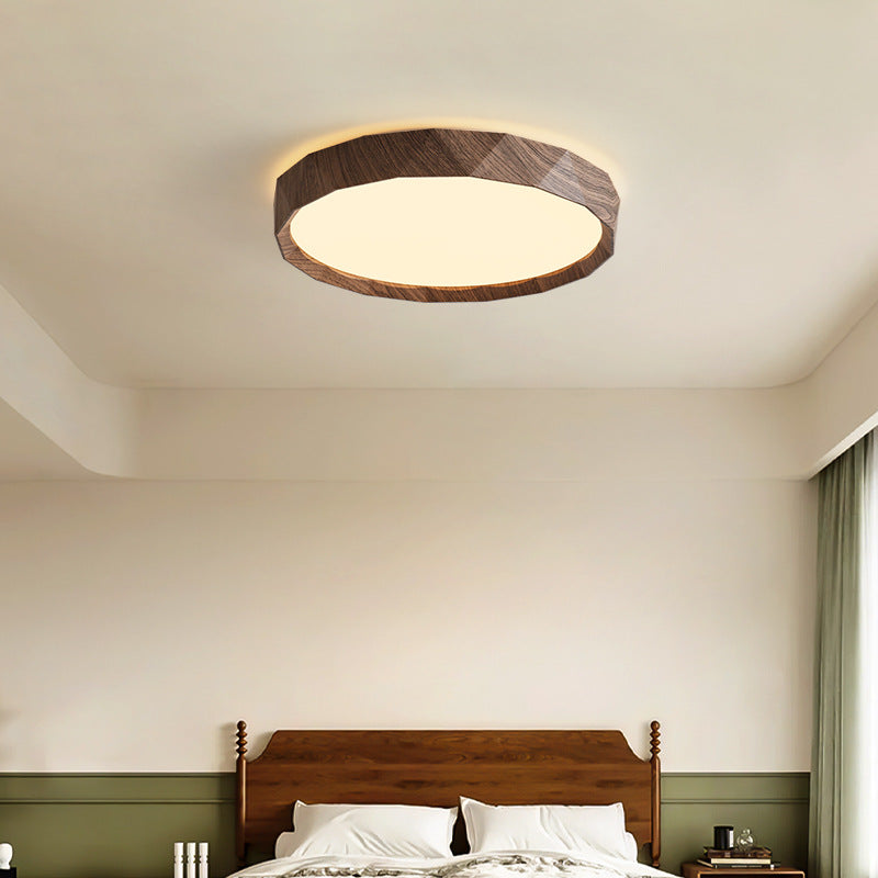 Traditional Japanese Round Iron Acrylic LED Flush Mount Ceiling Light For Bedroom