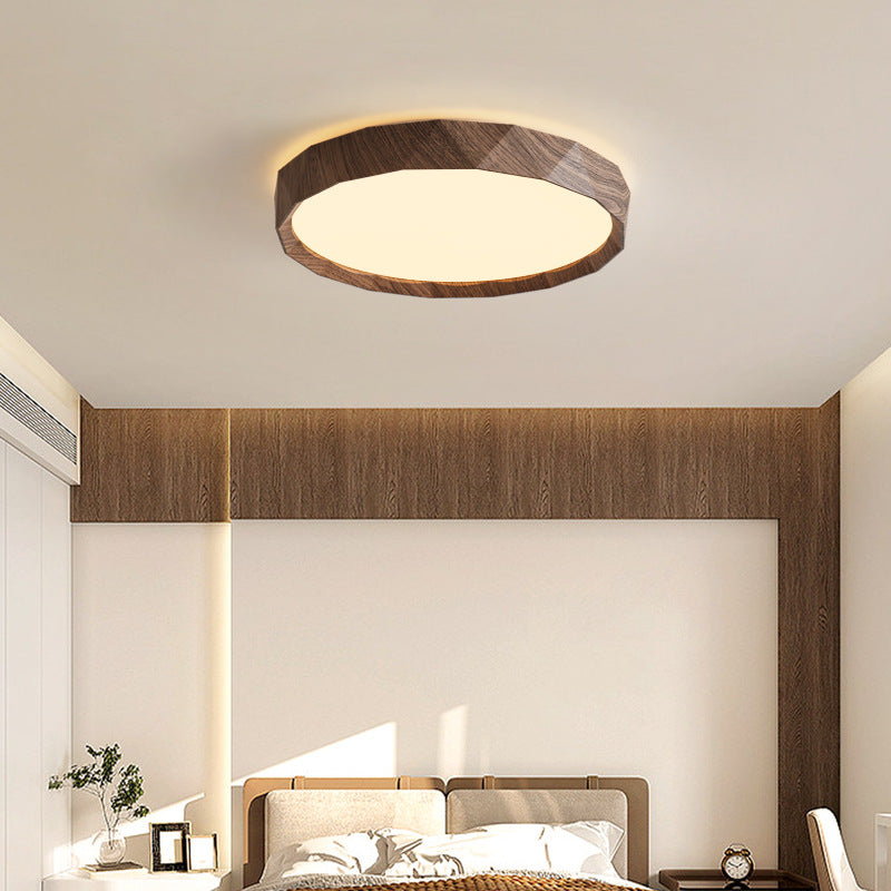 Traditional Japanese Round Iron Acrylic LED Flush Mount Ceiling Light For Bedroom