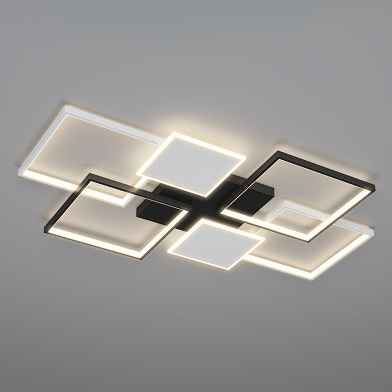 Contemporary Scandinavian Square Iron Acrylic LED Flush Mount Ceiling Light For Bedroom