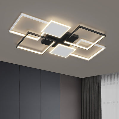 Contemporary Scandinavian Square Iron Acrylic LED Flush Mount Ceiling Light For Bedroom