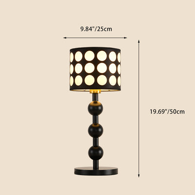 Traditional French Cylinder Oak Fabric 1-Light Table Lamp For Bedroom