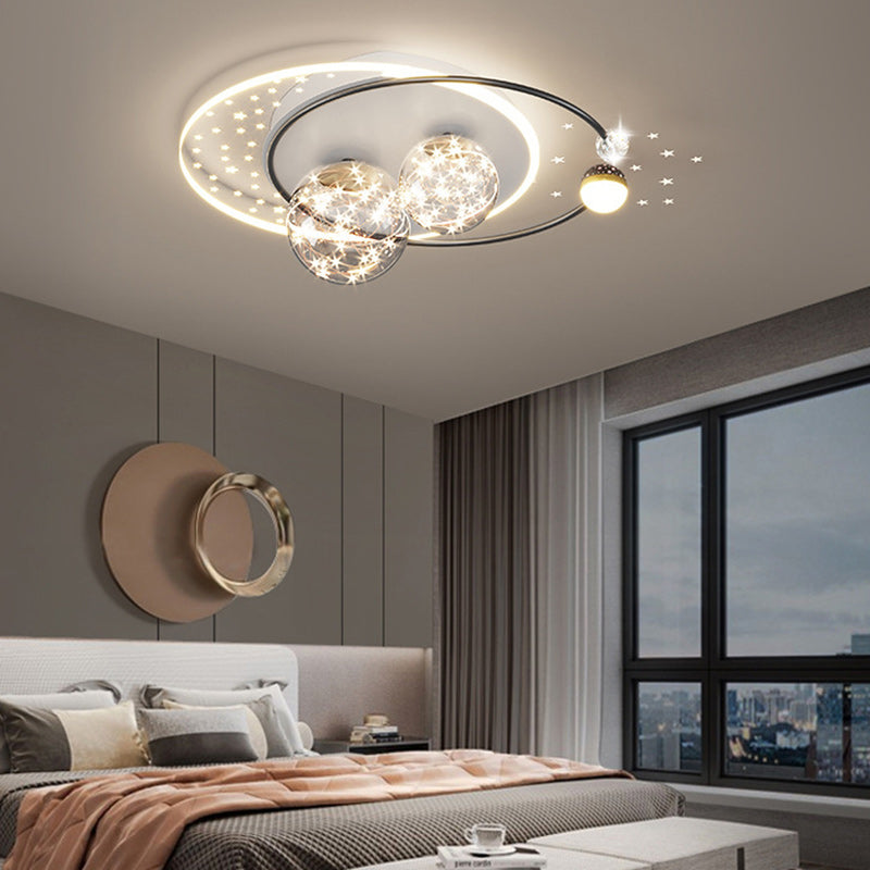 Contemporary Creative Star Round Iron Acrylic LED Flush Mount Ceiling Light For Bedroom