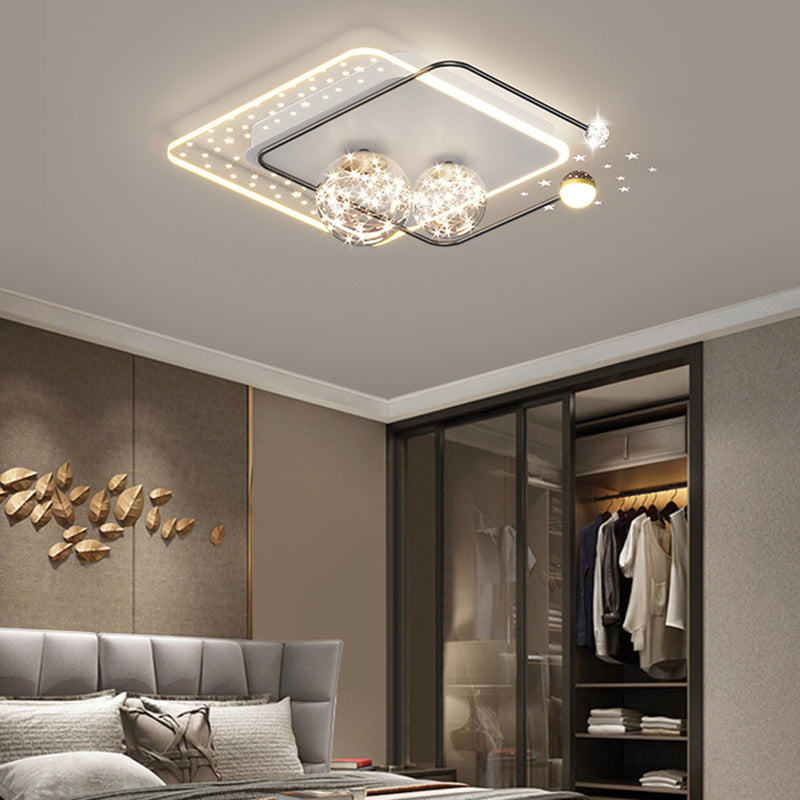 Contemporary Creative Star Round Iron Acrylic LED Flush Mount Ceiling Light For Bedroom