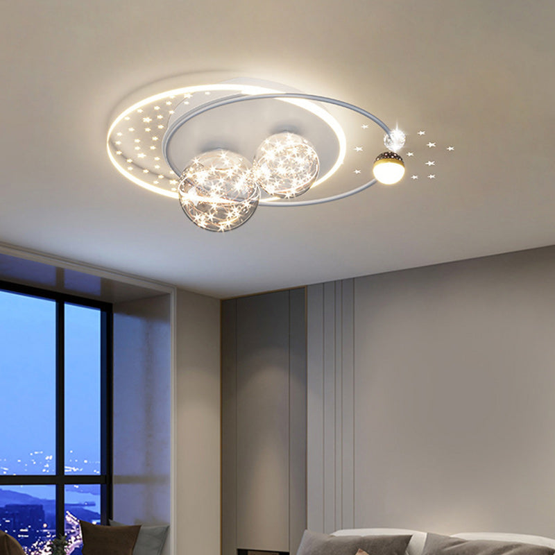 Contemporary Creative Star Round Iron Acrylic LED Flush Mount Ceiling Light For Bedroom