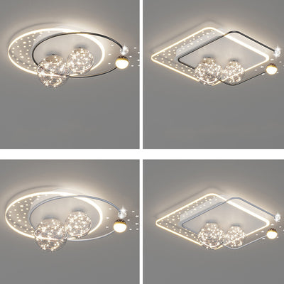 Contemporary Creative Star Round Iron Acrylic LED Flush Mount Ceiling Light For Bedroom