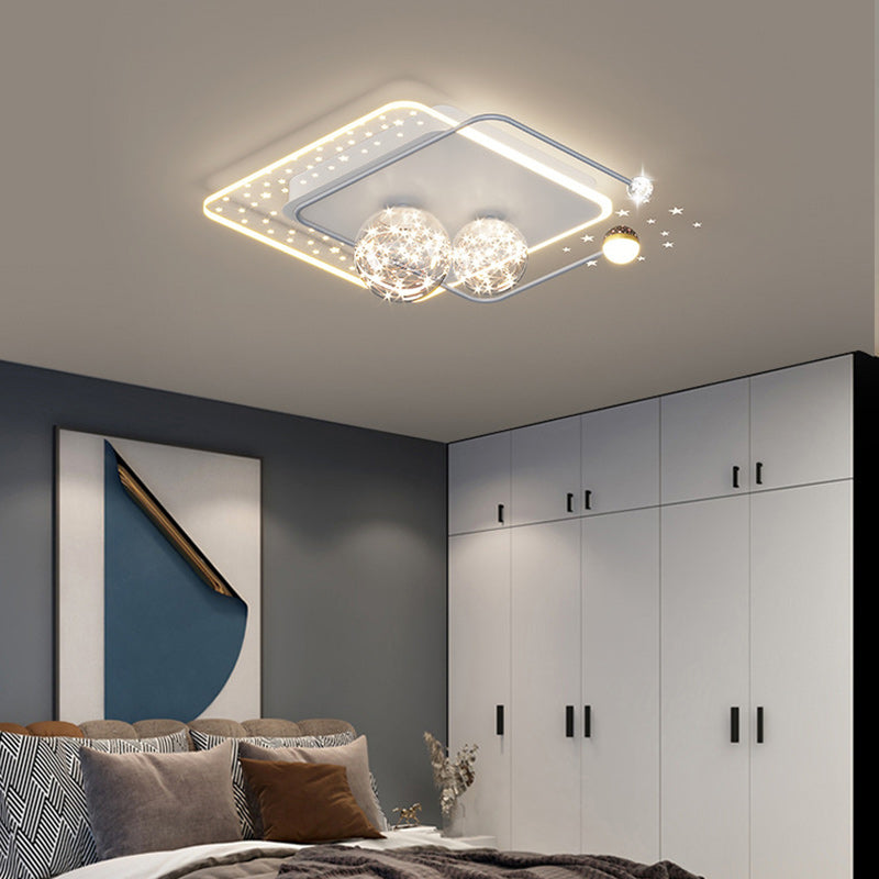 Contemporary Creative Star Round Iron Acrylic LED Flush Mount Ceiling Light For Bedroom