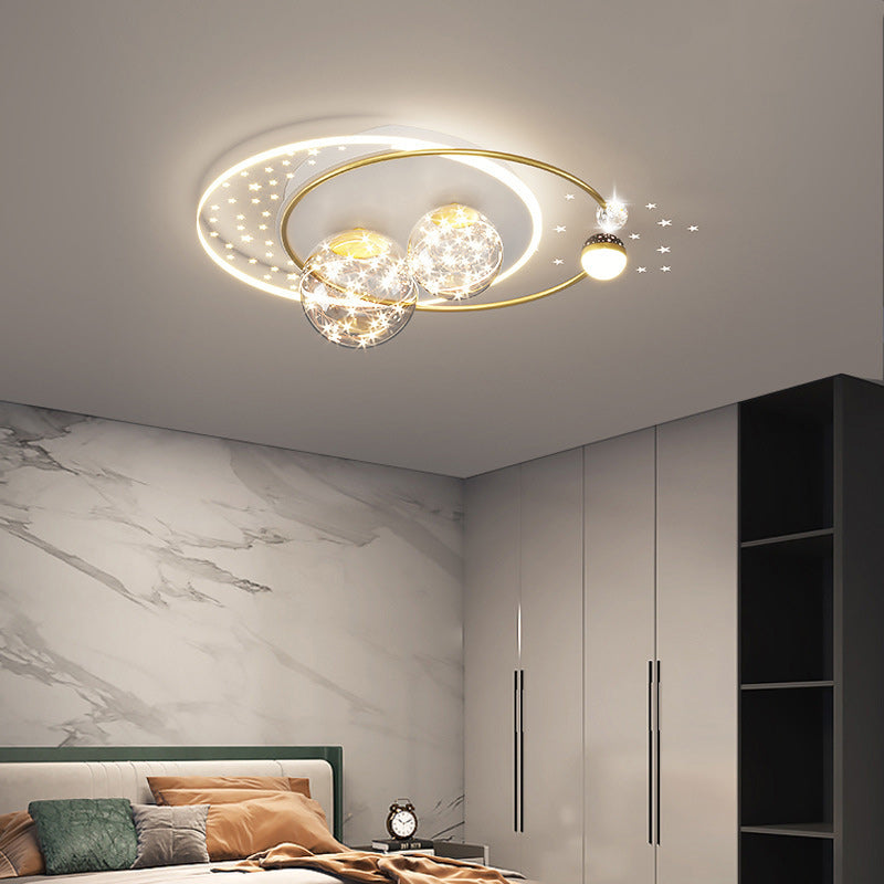 Contemporary Creative Star Round Iron Acrylic LED Flush Mount Ceiling Light For Bedroom