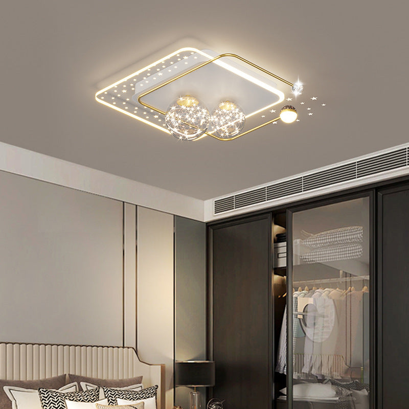 Contemporary Creative Star Round Iron Acrylic LED Flush Mount Ceiling Light For Bedroom