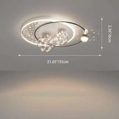 Contemporary Creative Star Round Iron Acrylic LED Flush Mount Ceiling Light For Bedroom