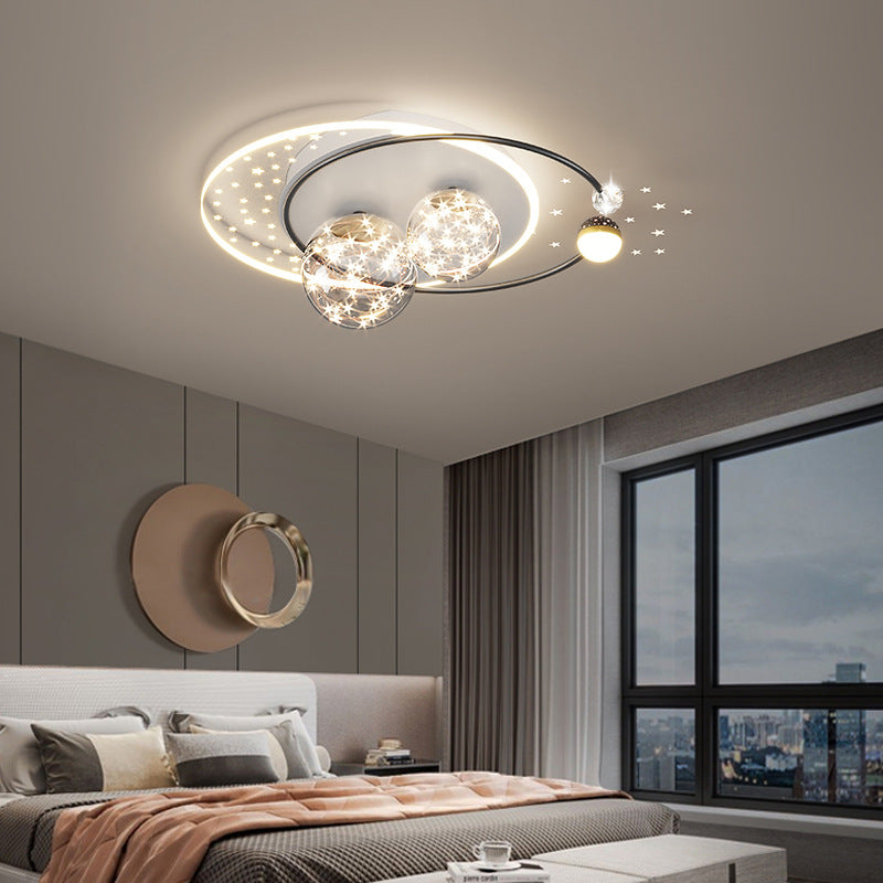 Contemporary Creative Star Round Iron Acrylic LED Flush Mount Ceiling Light For Bedroom