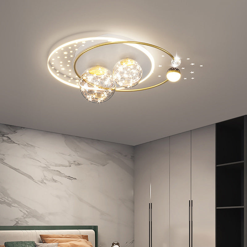 Contemporary Creative Star Round Iron Acrylic LED Flush Mount Ceiling Light For Bedroom