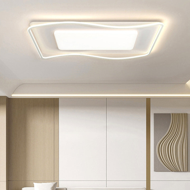 Contemporary Nordic Rectangle Iron Aluminum Silicone LED Flush Mount Ceiling Light For Living Room