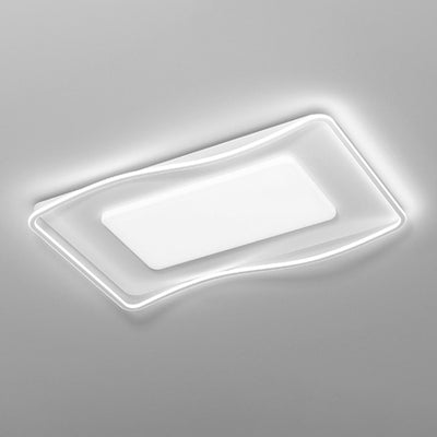 Contemporary Nordic Rectangle Iron Aluminum Silicone LED Flush Mount Ceiling Light For Living Room