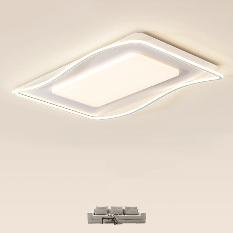 Contemporary Nordic Rectangle Iron Aluminum Silicone LED Flush Mount Ceiling Light For Living Room