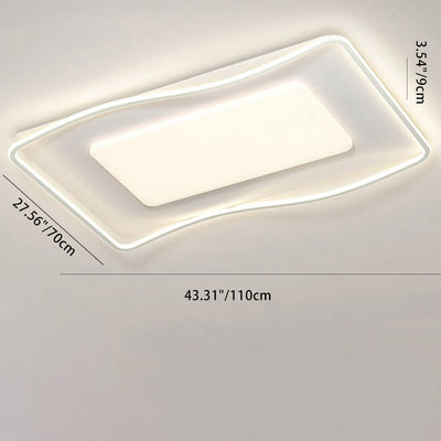 Contemporary Nordic Rectangle Iron Aluminum Silicone LED Flush Mount Ceiling Light For Living Room