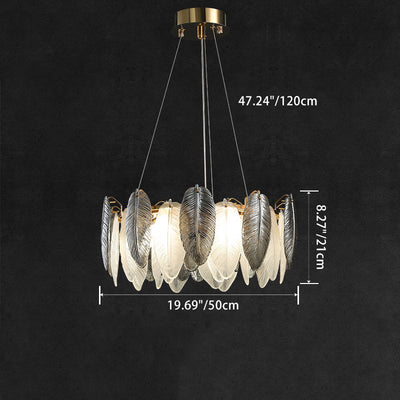 Moderne Luxus Feder Runde Eisen Glas 4/5/6/8 Licht Kronleuchter Für Wohnzimmer 