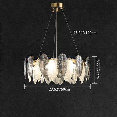 Moderne Luxus Feder Runde Eisen Glas 4/5/6/8 Licht Kronleuchter Für Wohnzimmer 