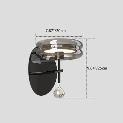 Modern Minimalist Round Iron Aluminum Glass LED Wall Sconce Lamp For Bedroom