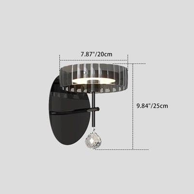 Modern Minimalist Round Iron Aluminum Glass LED Wall Sconce Lamp For Bedroom