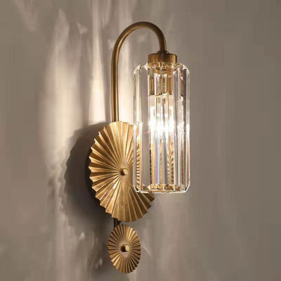 Modern Luxury Cylinder Iron Crystal 1-Light Wall Sconce Lamp For Bedroom