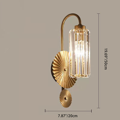 Modern Luxury Cylinder Iron Crystal 1-Light Wall Sconce Lamp For Bedroom