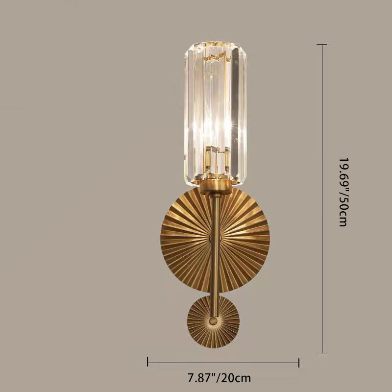 Modern Luxury Cylinder Iron Crystal 1-Light Wall Sconce Lamp For Bedroom