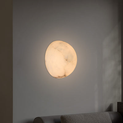 Contemporary Scandinavian Round Copper Marble 1-Light Wall Sconce Lamp For Bedroom