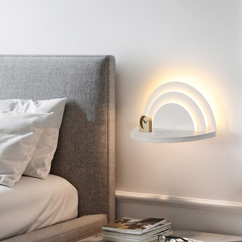 Modern Minimalist Semicircle Iron Acrylic LED Wall Sconce Lamp For Bedroom