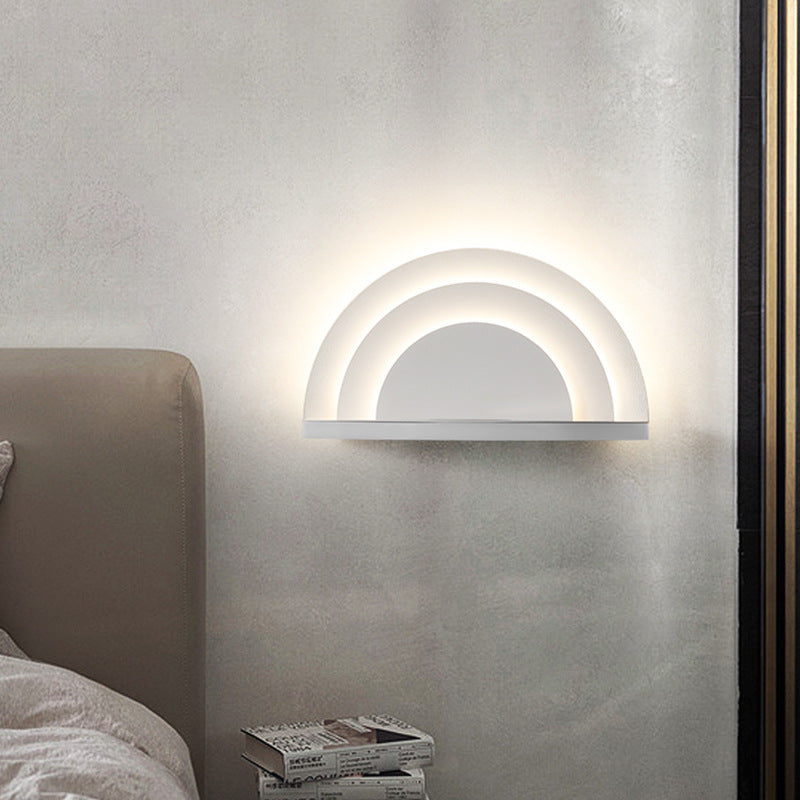 Modern Minimalist Semicircle Iron Acrylic LED Wall Sconce Lamp For Bedroom