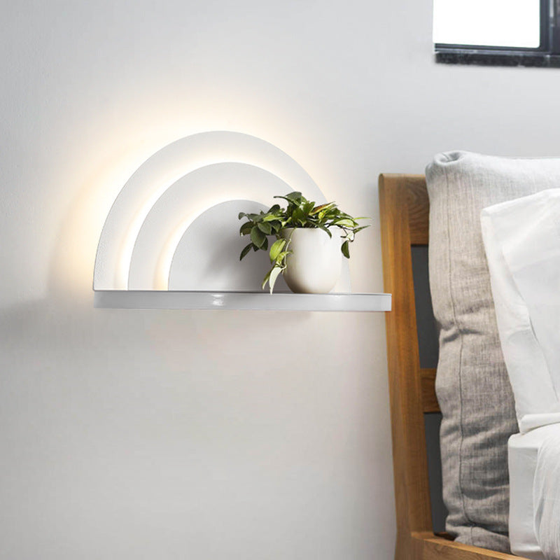 Modern Minimalist Semicircle Iron Acrylic LED Wall Sconce Lamp For Bedroom