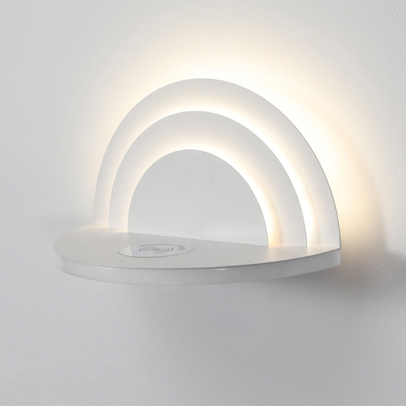 Modern Minimalist Semicircle Iron Acrylic LED Wall Sconce Lamp For Bedroom