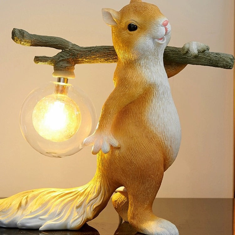 Contemporary Creative Squirrel Resin Glass 1-Light Table Lamp For Bedroom