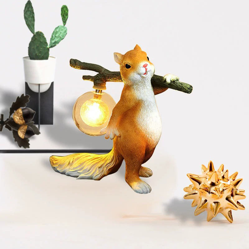 Contemporary Creative Squirrel Resin Glass 1-Light Table Lamp For Bedroom